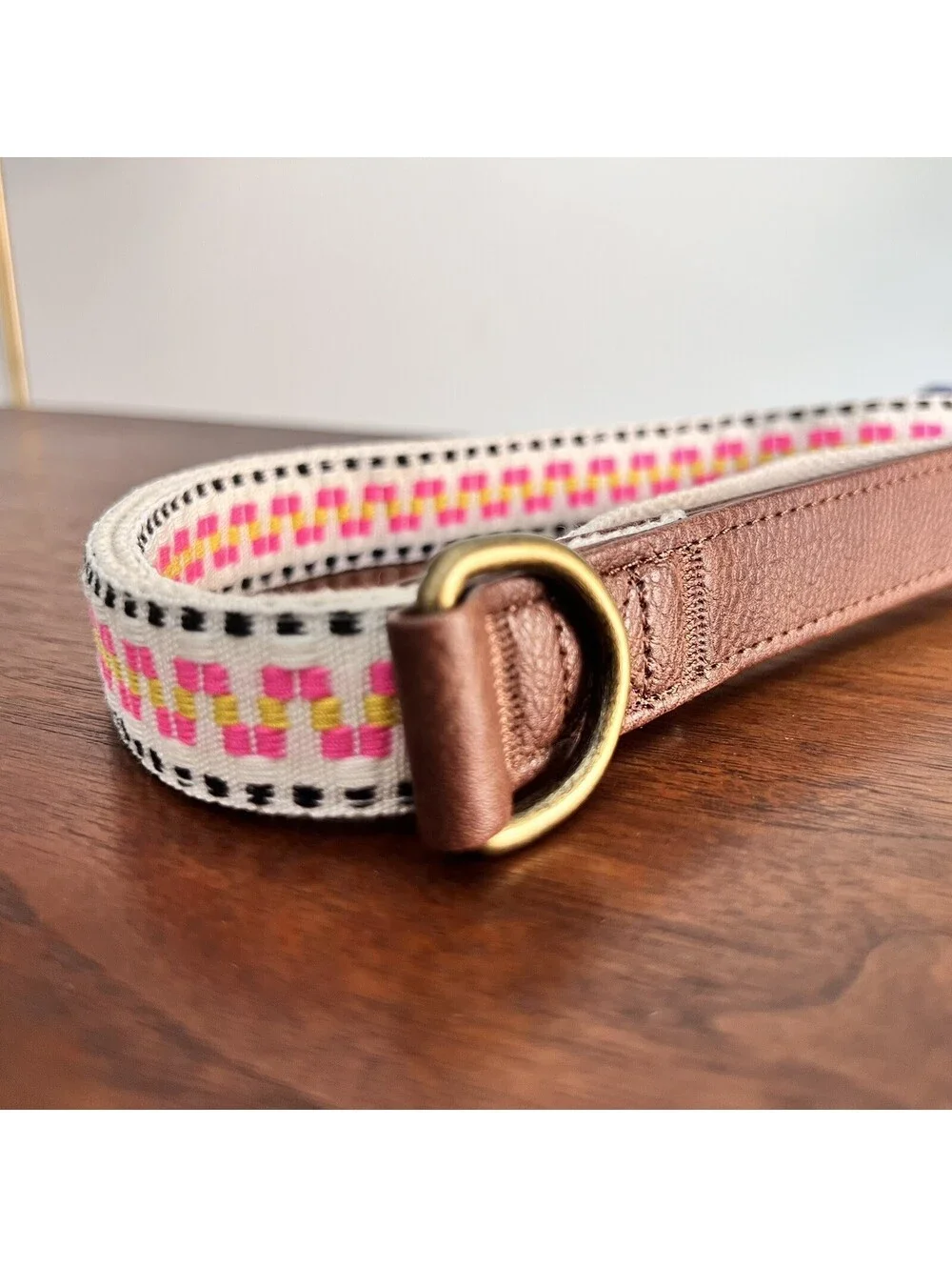 NWT Top Paw 4’ Short Faux Leather Pink Yellow Aztec Boho Girly Puppy Dog Leash